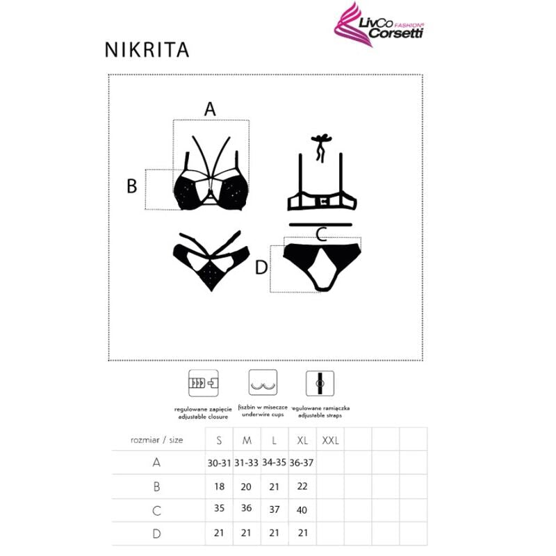 LIVCO CORSETTI FASHION - NIKRITA LC 90674 SUJETADOR + PANTIES NEGRO M - Lover Dreams