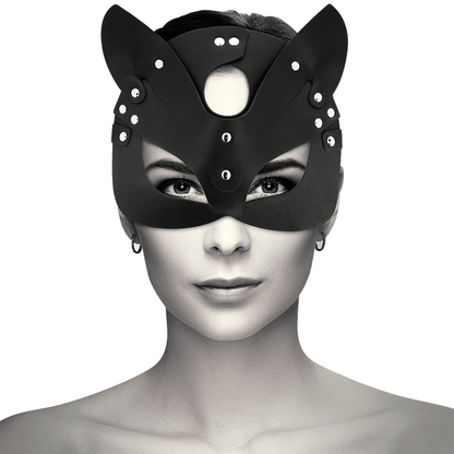 Máscara con Orejas de Gato en Cuero Vegano - Coquette Chic Desire - Lover Dreams
