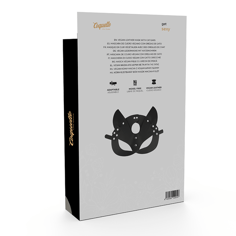 Máscara con Orejas de Gato en Cuero Vegano - Coquette Chic Desire - Lover Dreams