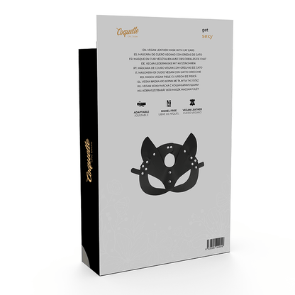 Máscara con Orejas de Gato en Cuero Vegano - Coquette Chic Desire - Lover Dreams