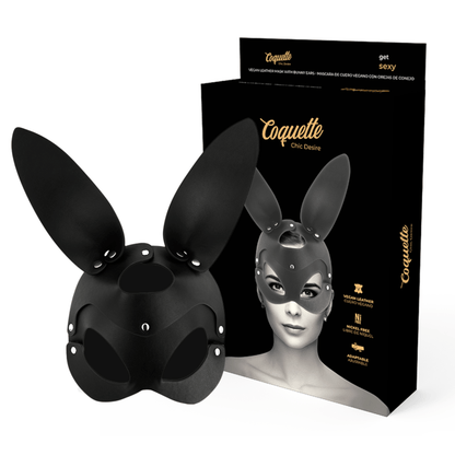 Máscara Vegana de Cuero con Orejas de Conejo - Coquette Chic Desire - Lover Dreams