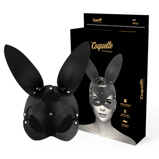 Máscara Vegana de Cuero con Orejas de Conejo - Coquette Chic Desire - Lover Dreams