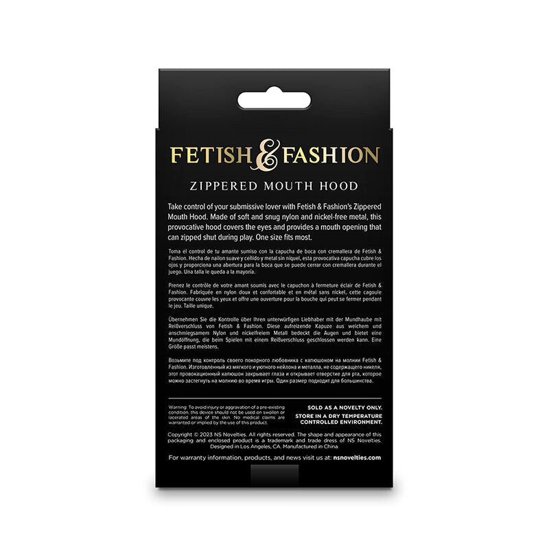 NS NOVELTIES - FETISH & FASHION PASAMONTAÑAS COMPLETO CON CREMALLERA NYLON NEGRO - Lover Dreams