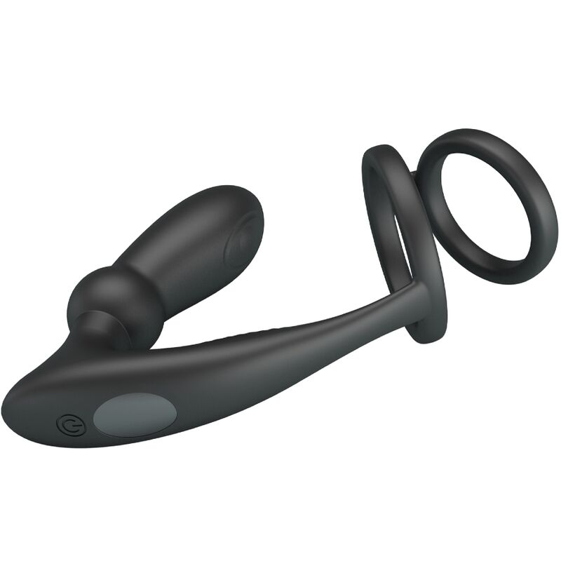 PRETTY LOVE - EMONI ANILLO PENE + PLUG ANAL 12 VIBRACIONES NEGRO - Lover Dreams