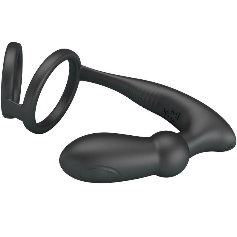 PRETTY LOVE - EMONI ANILLO PENE + PLUG ANAL 12 VIBRACIONES NEGRO - Lover Dreams