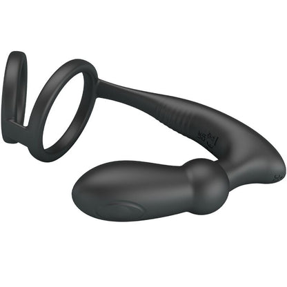 PRETTY LOVE - EMONI ANILLO PENE + PLUG ANAL 12 VIBRACIONES NEGRO - Lover Dreams