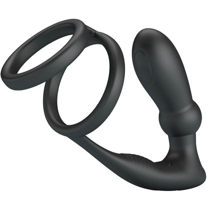 PRETTY LOVE - EMONI ANILLO PENE + PLUG ANAL 12 VIBRACIONES NEGRO - Lover Dreams