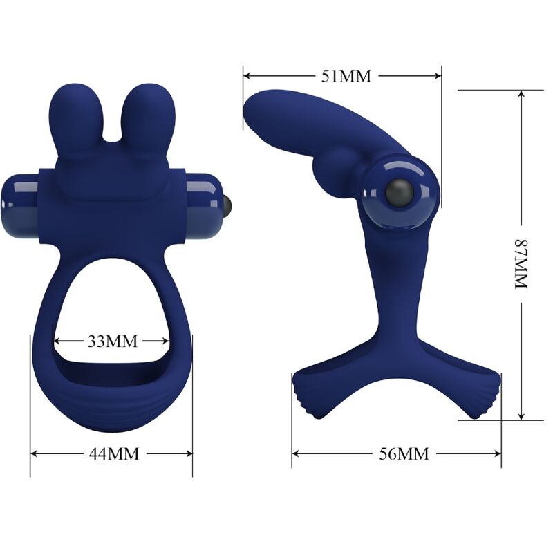 PRETTY LOVE - FRANCISCO DOBLE ANILLO VIBRADOR RABBIT AZUL - Lover Dreams