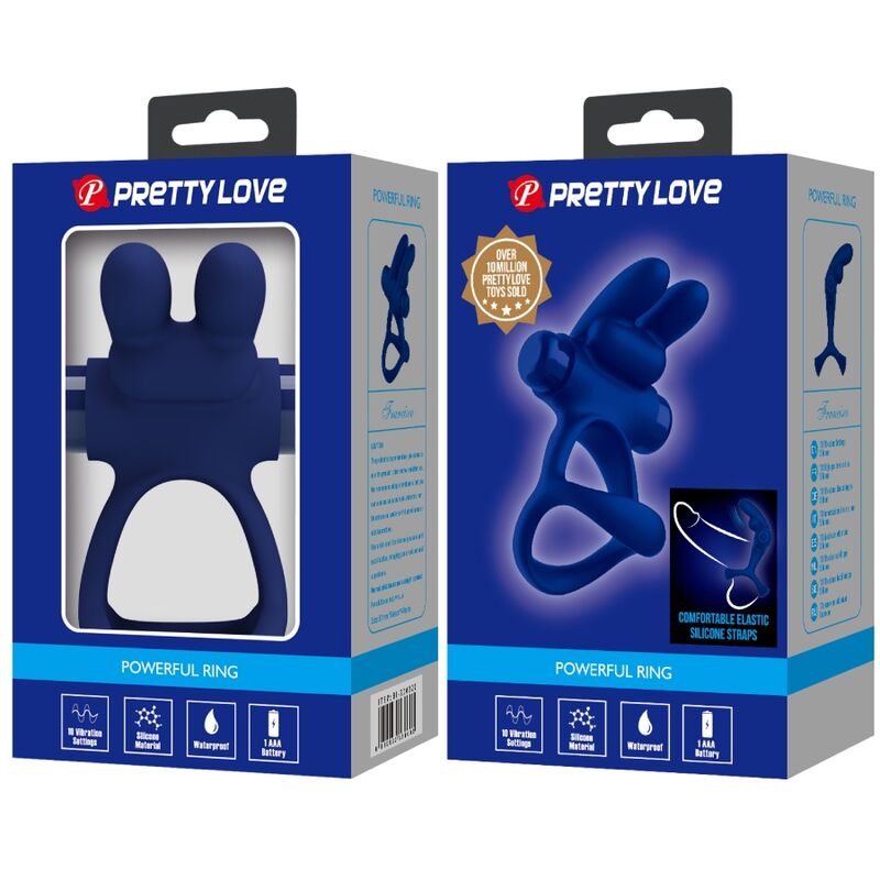 PRETTY LOVE - FRANCISCO DOBLE ANILLO VIBRADOR RABBIT AZUL - Lover Dreams