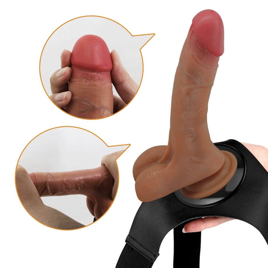 PRETTY LOVE - HARNESS BRIEFS UNIVERSAL CON DILDO VIBRACIÓN Y SQUIRTING 15.5 CM MULATO - Lover Dreams