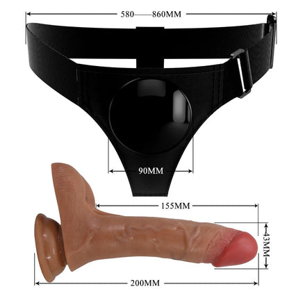 PRETTY LOVE - HARNESS BRIEFS UNIVERSAL CON DILDO VIBRACIÓN Y SQUIRTING 15.5 CM MULATO - Lover Dreams