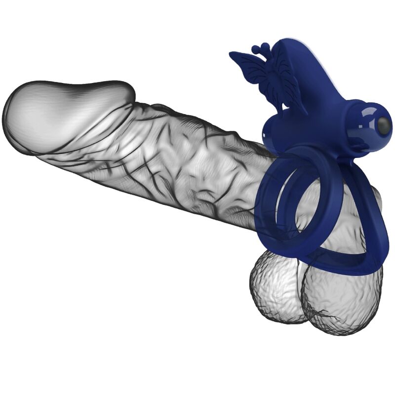 PRETTY LOVE - JAMELE DOBLE ANILLO CON VIBRACIÓN & ESTIMULADOR MARIPOSA AZUL - Lover Dreams