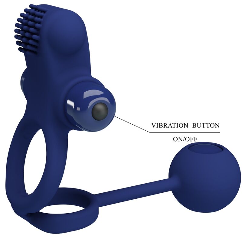 PRETTY LOVE - REMINGTON DOBLE ANILLO VIBRADOR CON PLUG AZUL - Lover Dreams
