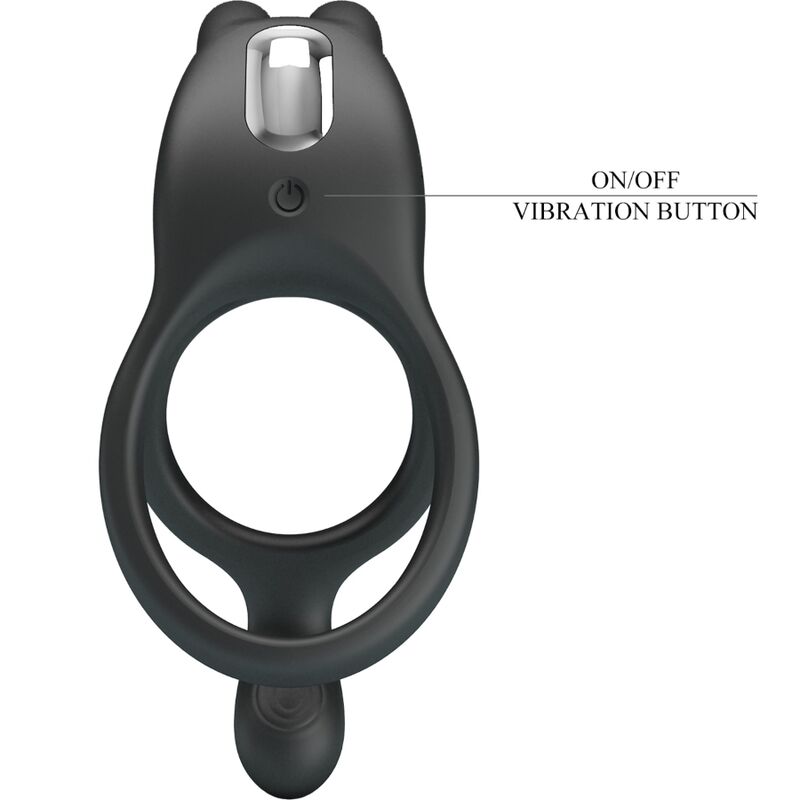 PRETTY LOVE - SETH DOBLE ANILLO VIBRADOR RABBIT 7 VIBRACIONES NEGRO - Lover Dreams