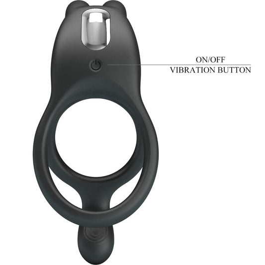 PRETTY LOVE - SETH DOBLE ANILLO VIBRADOR RABBIT 7 VIBRACIONES NEGRO - Lover Dreams