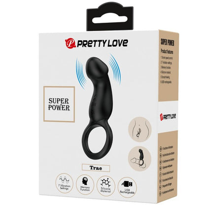 PRETTY LOVE - TRAE ANILLO VIBRADOR CON ESTIMULADOR NEGRO - Lover Dreams
