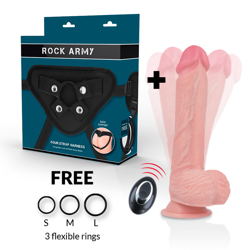 ROCKARMY - ARNÉS + LIQUID SILICONE VIBRADOR CONTROL REMOTO PREMIUM APACHE 20.5 CM - O - 4.62 CM - Lover Dreams