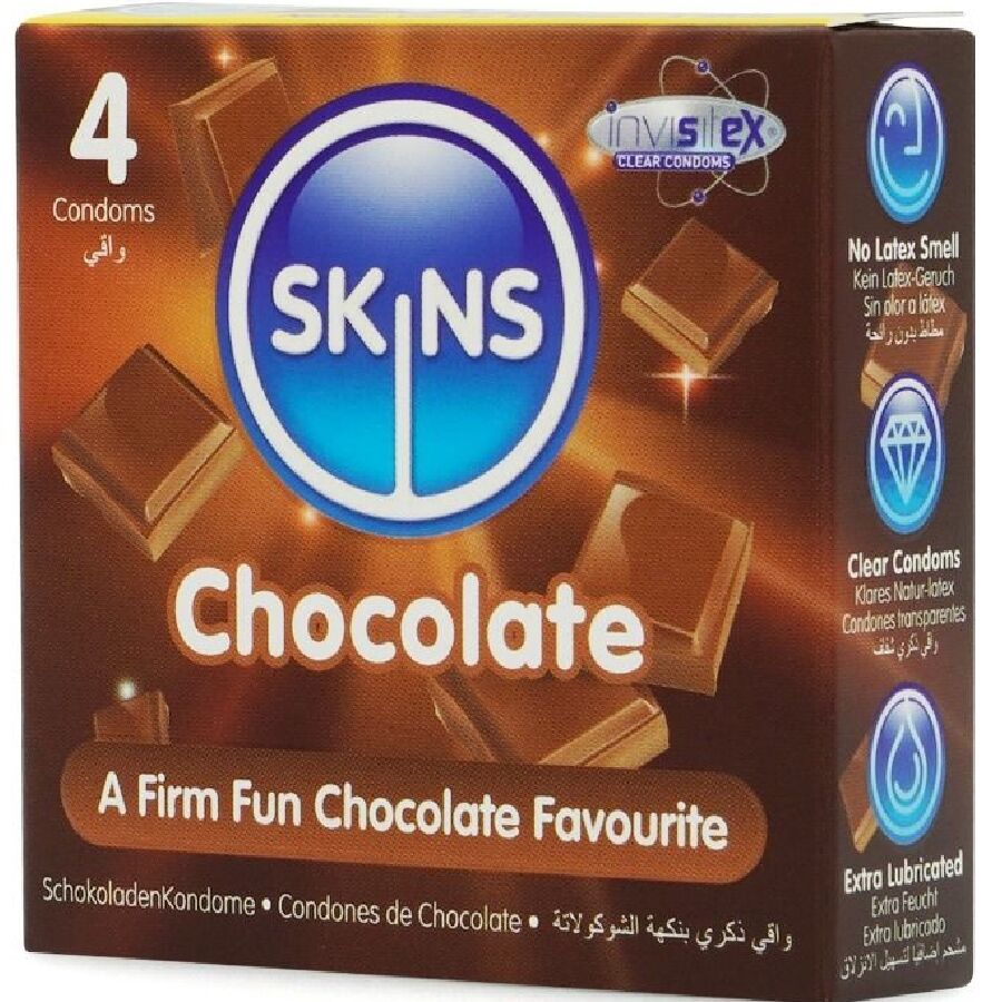 SKINS - PRESERVATIVOS PREMIUM SABOR CHOCOLATE PACK 4 - Lover Dreams