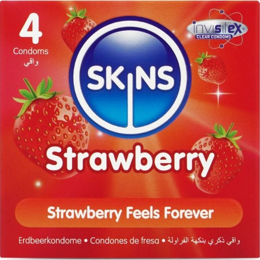 SKINS - PRESERVATIVOS PREMIUM SABOR FRESA PACK 4 - Lover Dreams