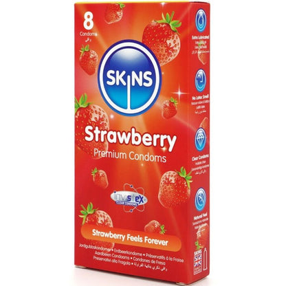 SKINS - PRESERVATIVOS PREMIUM SABOR FRESA PACK 8 - Lover Dreams