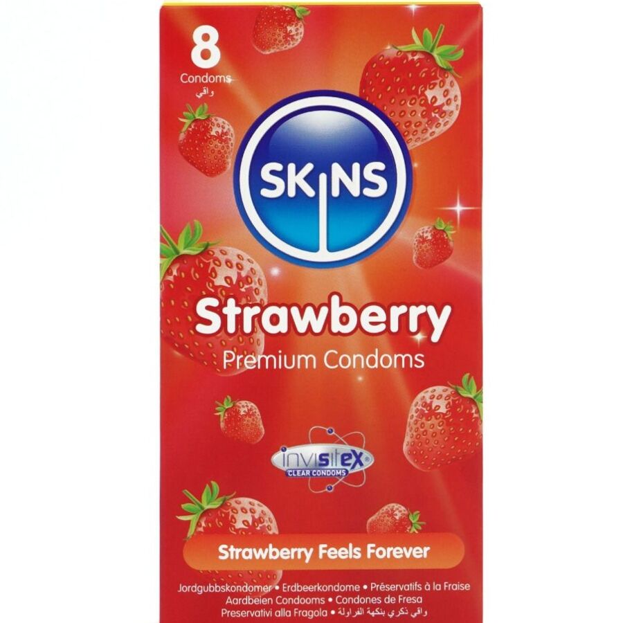 SKINS - PRESERVATIVOS PREMIUM SABOR FRESA PACK 8 - Lover Dreams