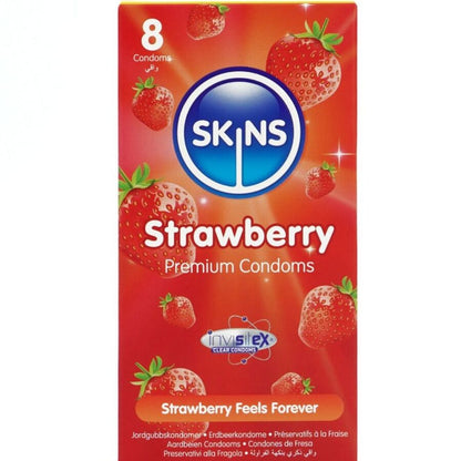 SKINS - PRESERVATIVOS PREMIUM SABOR FRESA PACK 8 - Lover Dreams