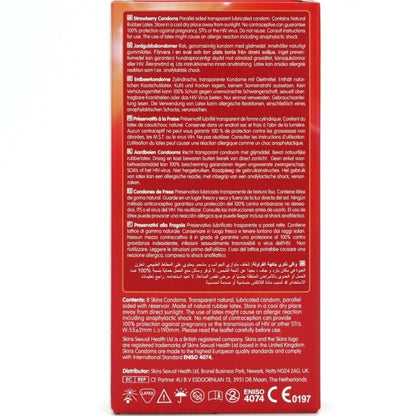 SKINS - PRESERVATIVOS PREMIUM SABOR FRESA PACK 8 - Lover Dreams