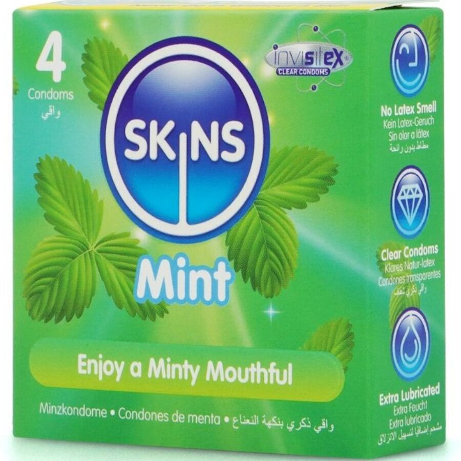 SKINS - PRESERVATIVOS PREMIUM SABOR MENTA PACK 4 - Lover Dreams