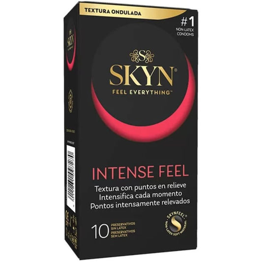 SKYN - PRESERVATIVO INTENSE FEEL TEXTURA CON DISEÑO ONDULADO 10 UNIDADES - Lover Dreams