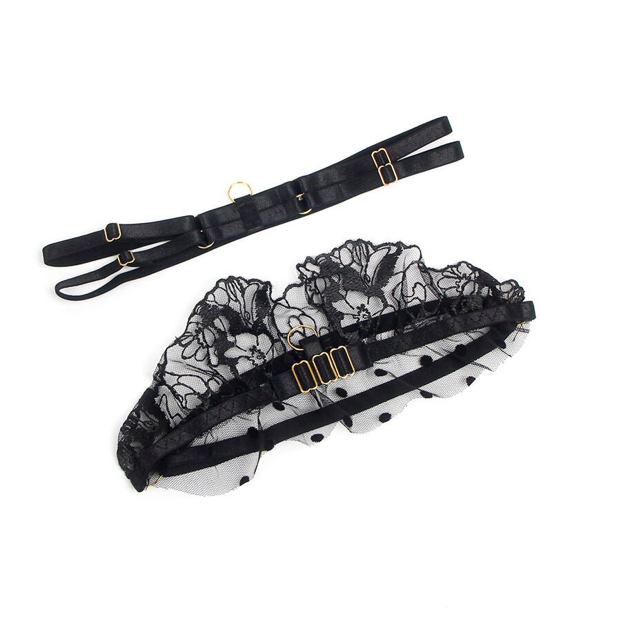 SUBBLIME - 957483 CONJUNTO SUJETADOR Y LIGA DE ENCAJE NEGRO S/M - Lover Dreams