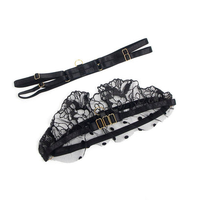 SUBBLIME - 957483 CONJUNTO SUJETADOR Y LIGA DE ENCAJE NEGRO S/M - Lover Dreams
