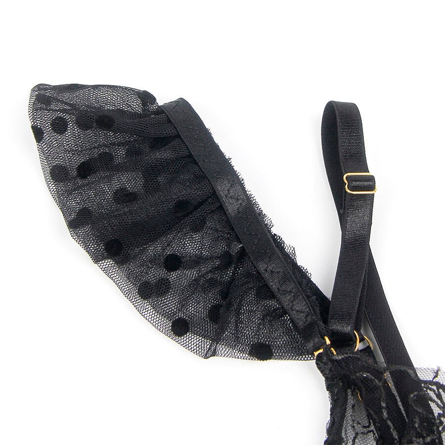SUBBLIME - 957483 CONJUNTO SUJETADOR Y LIGA DE ENCAJE NEGRO S/M - Lover Dreams