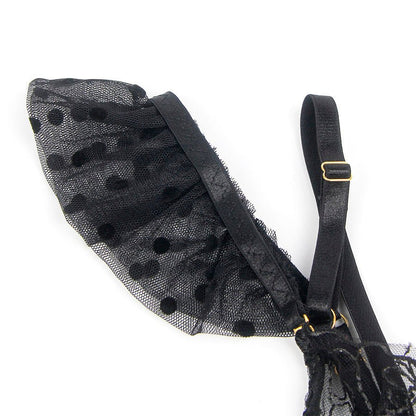 SUBBLIME - 957483 CONJUNTO SUJETADOR Y LIGA DE ENCAJE NEGRO S/M - Lover Dreams