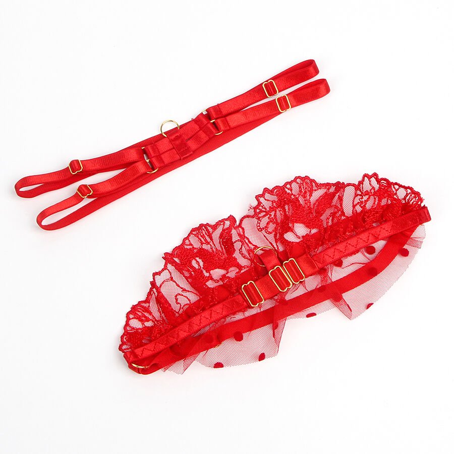 SUBBLIME - 957506 CONJUNTO SUJETADOR Y LIGA DE ENCAJE ROJO S/M - Lover Dreams