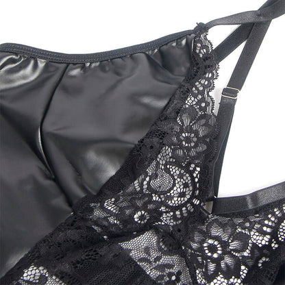 SUBBLIME - 957520 VESTIDO DE CUERO CON ENCAJE FLORAL NEGRO S/M - Lover Dreams