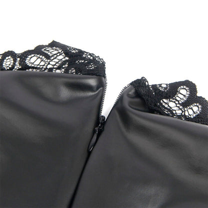 SUBBLIME - 957544 VESTIDO DE CUERO CON CUELLO DE ENCAJE NEGRO S/M - Lover Dreams