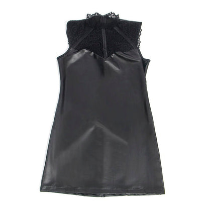 SUBBLIME - 957544 VESTIDO DE CUERO CON CUELLO DE ENCAJE NEGRO S/M - Lover Dreams