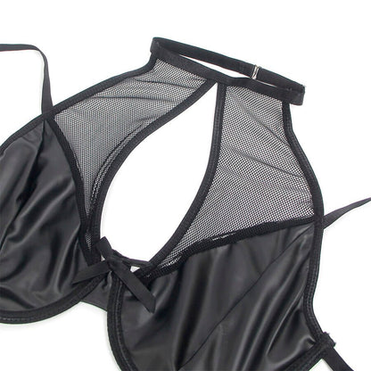 SUBBLIME - 957582 CONJUNTO SUJETADOR Y FALDA DE CUERO NEGRO S/M - Lover Dreams