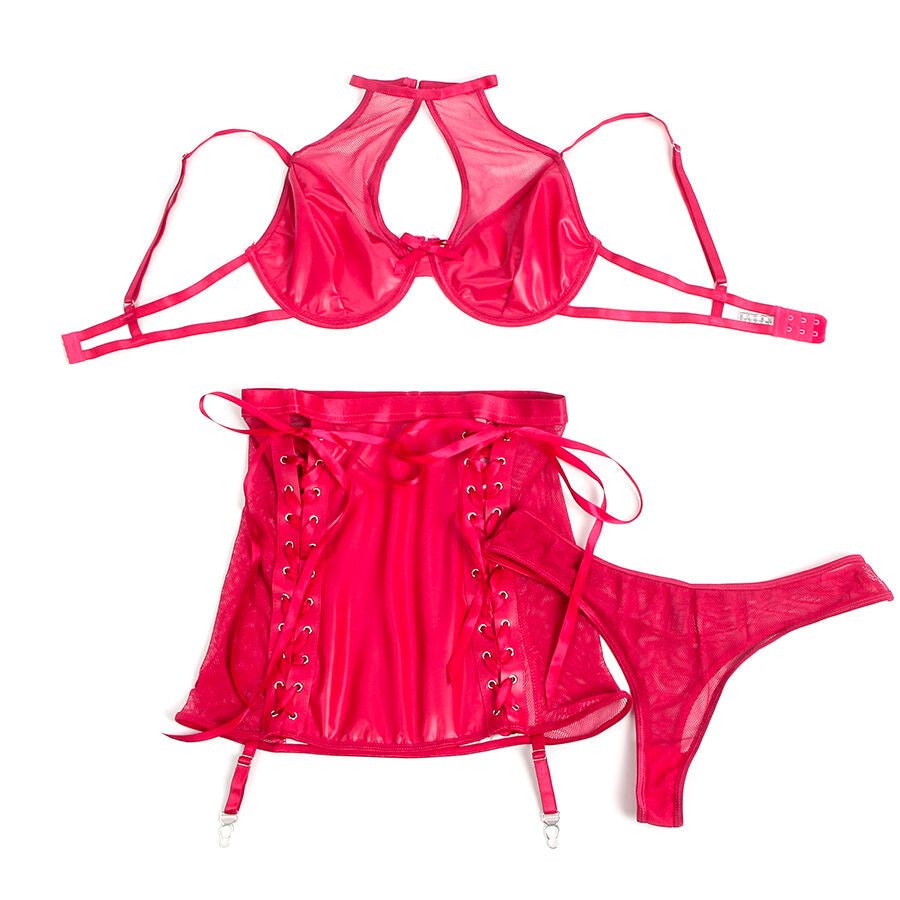 SUBBLIME - 957605 CONJUNTO SUJETADOR Y FALDA DE CUERO ROJO S/M - Lover Dreams