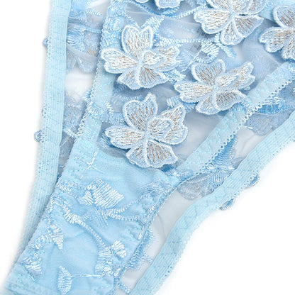 SUBBLIME - 957629 CONJUNTO SUJETADOR Y PANTIES CON BORDADOS DE FLORES CELESTE S/M - Lover Dreams