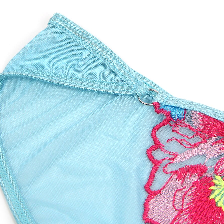 SUBBLIME - 957643 CONJUNTO SUJETADOR Y LIGUERO CON BORDADOS DE FLORES ROSAS S/M - Lover Dreams
