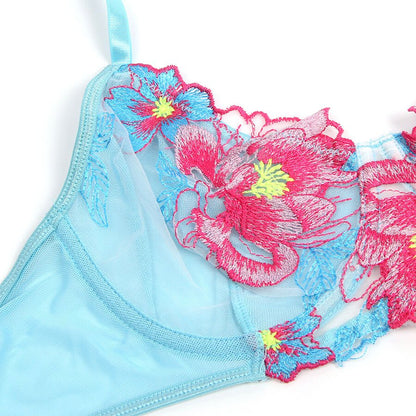 SUBBLIME - 957643 CONJUNTO SUJETADOR Y LIGUERO CON BORDADOS DE FLORES ROSAS S/M - Lover Dreams