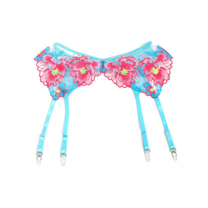 SUBBLIME - 957643 CONJUNTO SUJETADOR Y LIGUERO CON BORDADOS DE FLORES ROSAS S/M - Lover Dreams