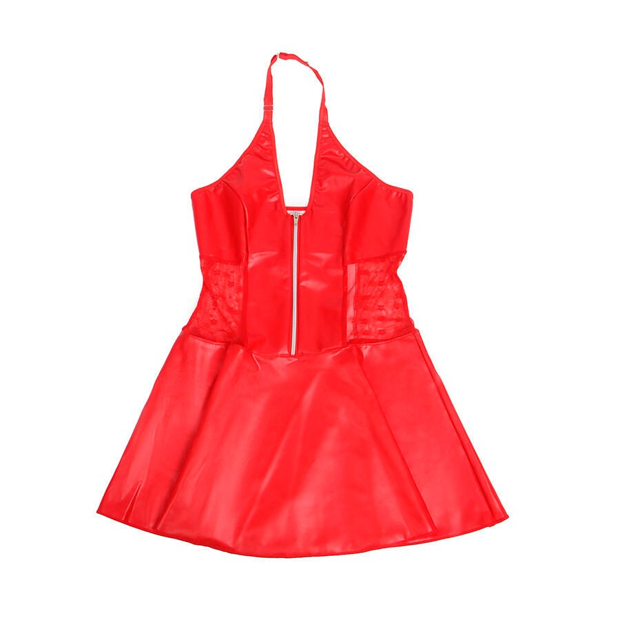SUBBLIME - 957728 VESTIDO DE CUERO CON CREMALLERA Y ENCAJE ROJO S/M - Lover Dreams