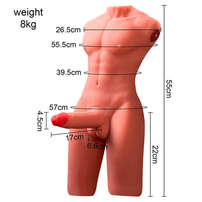 XISE - JASON HALF BODY TORSO REALÍSTICO MASCULINO CON THRUSTING Y VIBRACIÓN 55 CM - Lover Dreams
