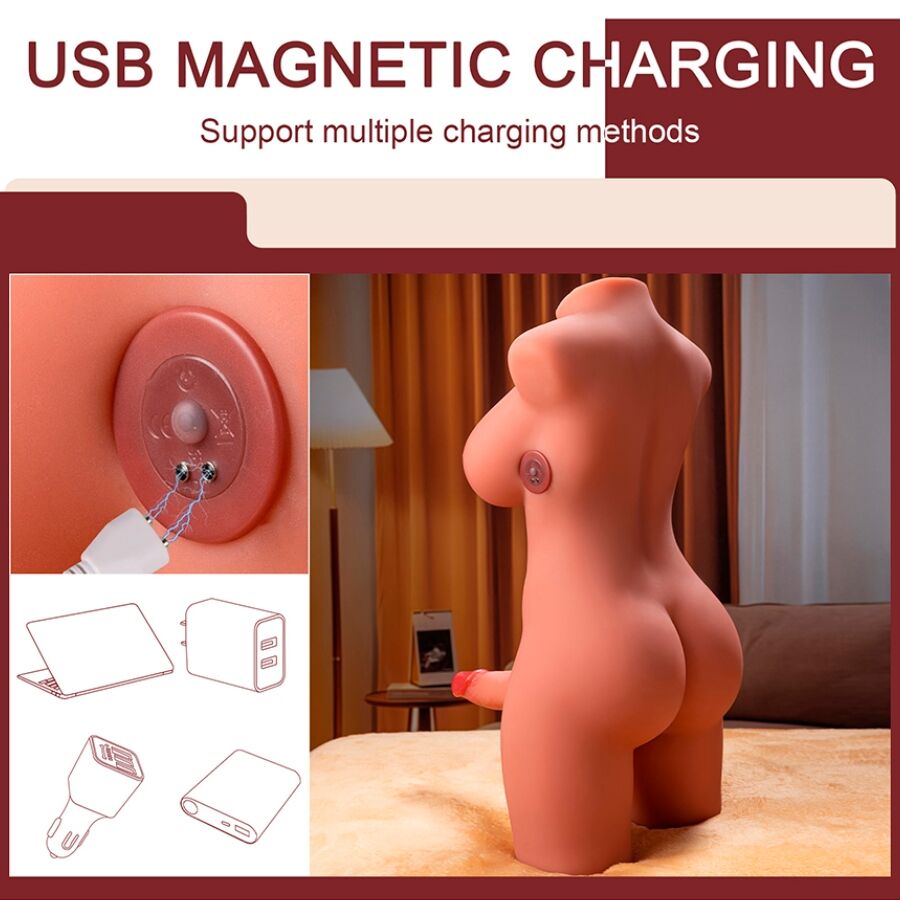 XISE - MIAH LADY BOY TORSO FEMENINO CON DILDO CON VIBRACIÓN Y THRUSTING 55 CM - Lover Dreams