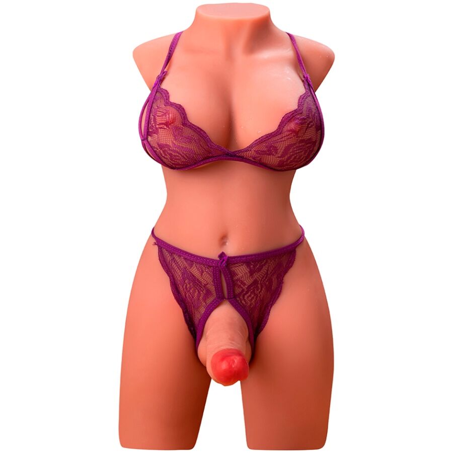 XISE - MIAH LADY BOY TORSO FEMENINO CON DILDO CON VIBRACIÓN Y THRUSTING 55 CM - Lover Dreams